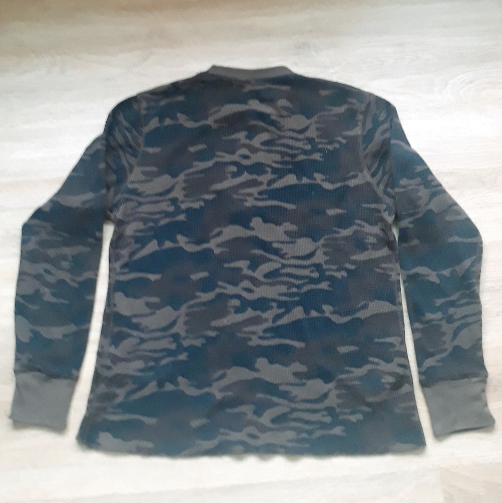 Retro Old Navy Camo Thermal Long Sleeve Henley Shirt - Men's Large Camo Shirt - Picture 10 of 12